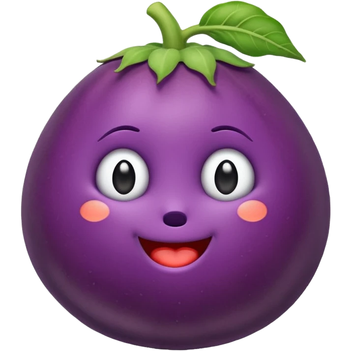 an eggplant nestled within a peach, cute and expressive, emoji style emoji