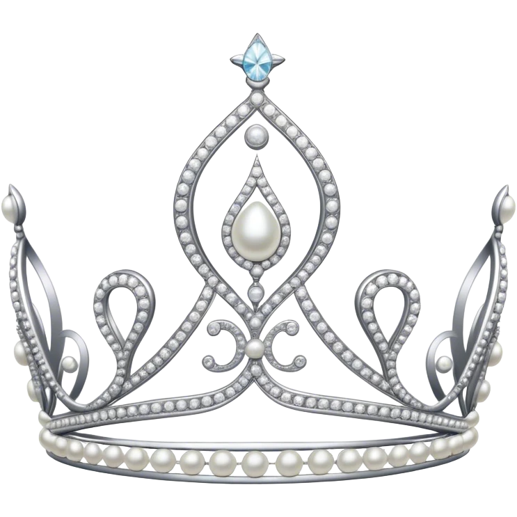 Sparkly silver tiara with pearls and diamonds  emoji