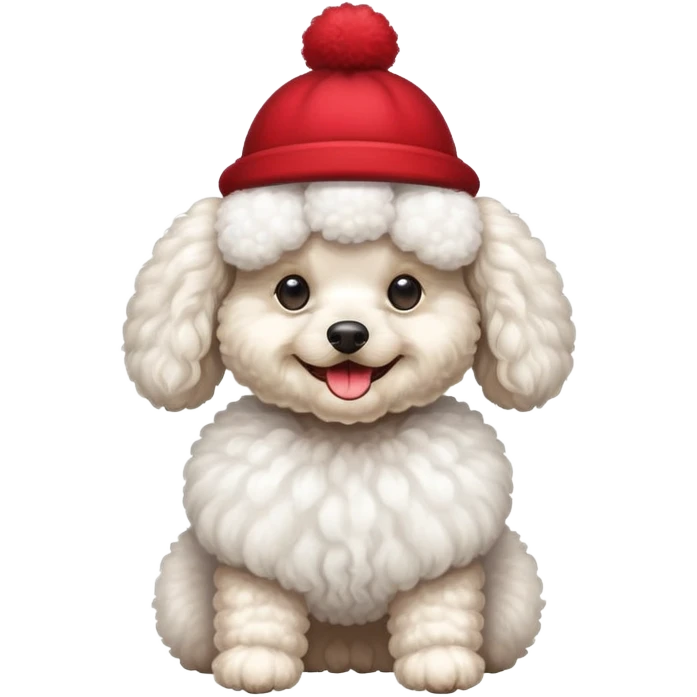 poodle wearing a red hat emoji