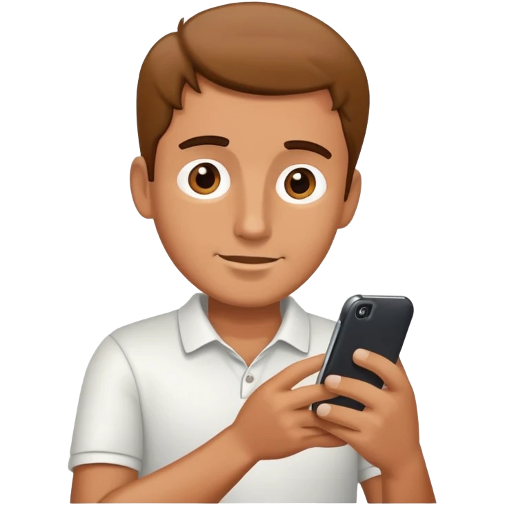 man holding his mobile phone and looking in it emoji