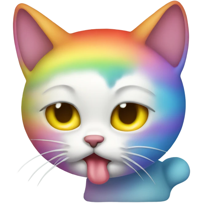 a cat who is vomiting rainbow emoji