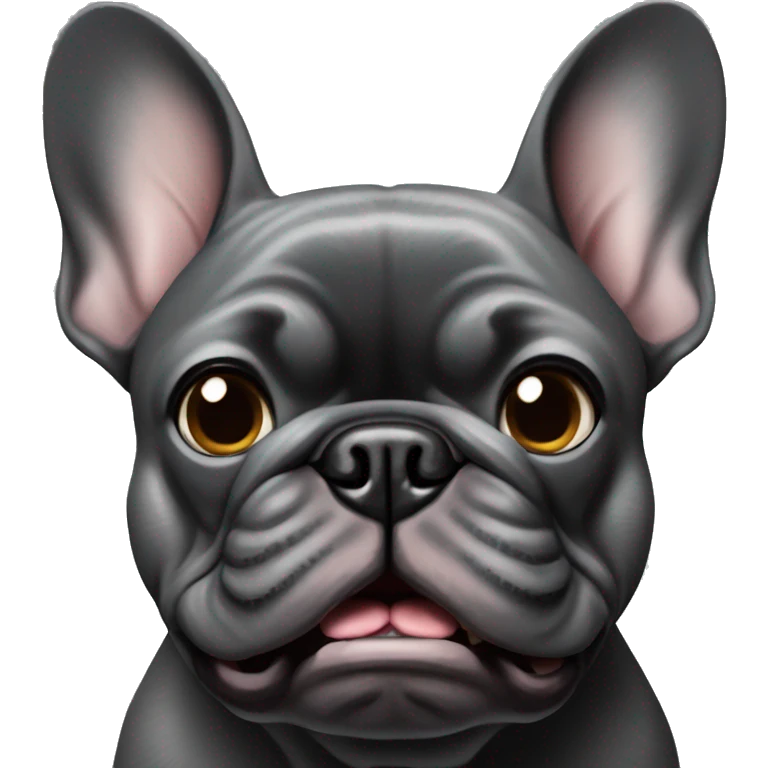 Dark gray french bulldog angry  emoji