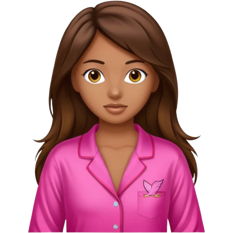 Person wearing victoria secret pyjamas and brunette hair emoji