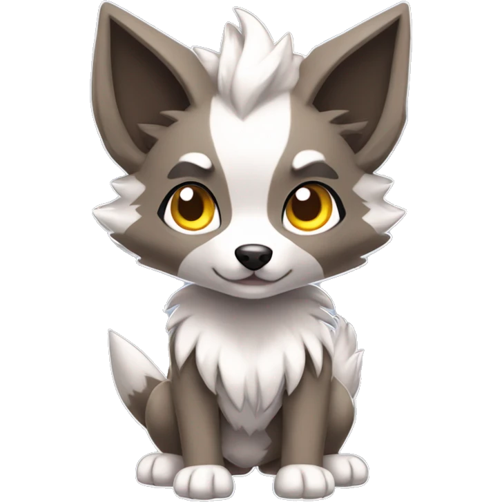 Kawaii Cool Chibi Poochyena-Rocruff-Lycanroc-Pokémon Full Body emoji