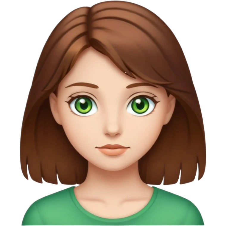 Kahverengi saçlı, yeşil gözlü, beyaz tenli kız. emoji