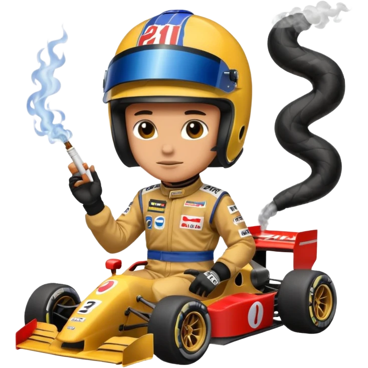 drifting car with tires smoke and a driver with a f1 helmet emoji
