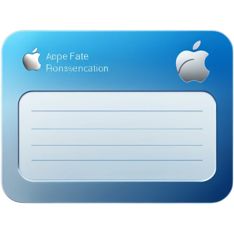 business identification card with rounded corners, blue-silver gradient background, placeholder lines for text, generic photo silhouette on left, soft gloss and subtle shadow, Apple emoji style, transparent background emoji