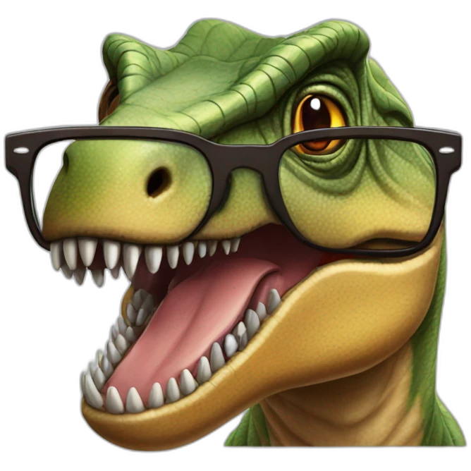 Jurassic Park T Rex wearing glasses emoji