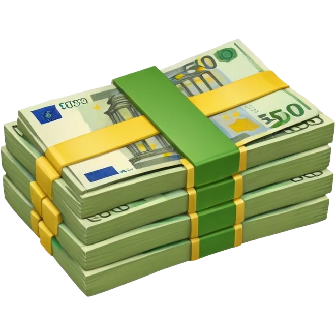 liasse de billet d'euro avec 200 500 aussi emoji