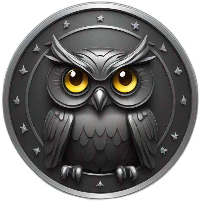 Owl with laser eyes in black coin emoji