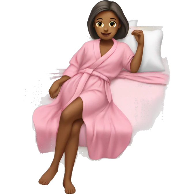 Girl with pink robe laying on spa bed emoji