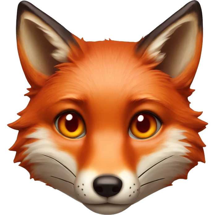 deep lush red fox face with tiny red heart instead of eyes emoji