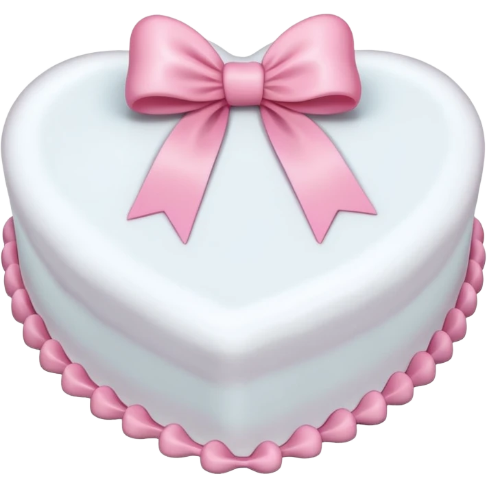 white heart shaped birthday cake with pink bow emoji