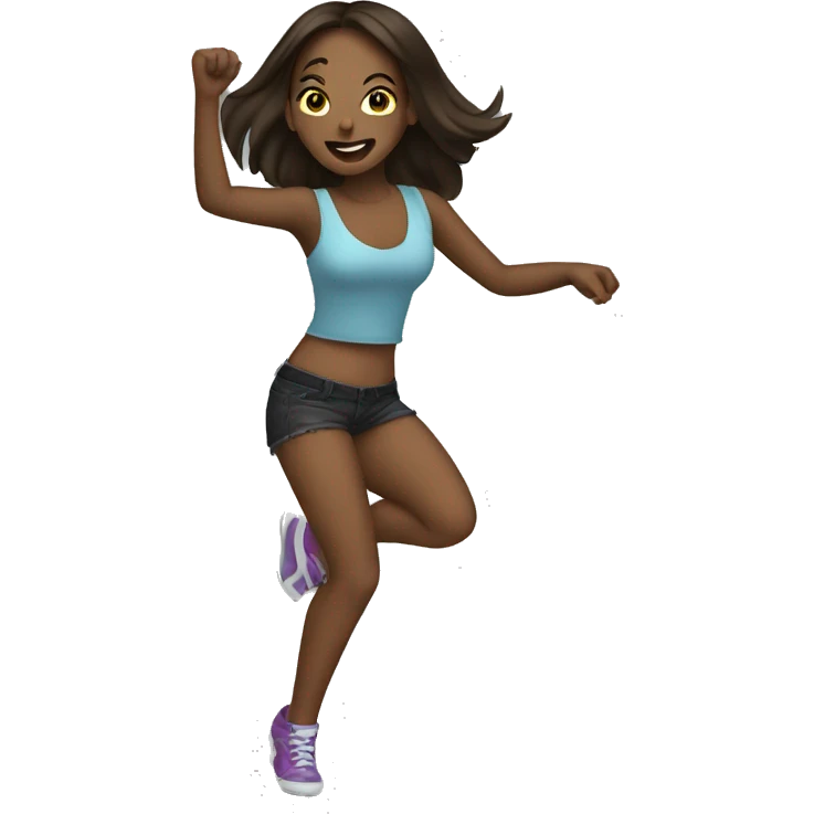 Brunette rave girl dancing emoji