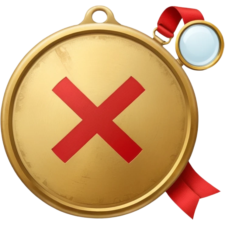 gold medal with bandage and ONLY ONE magnifier engraved on the center emoji
