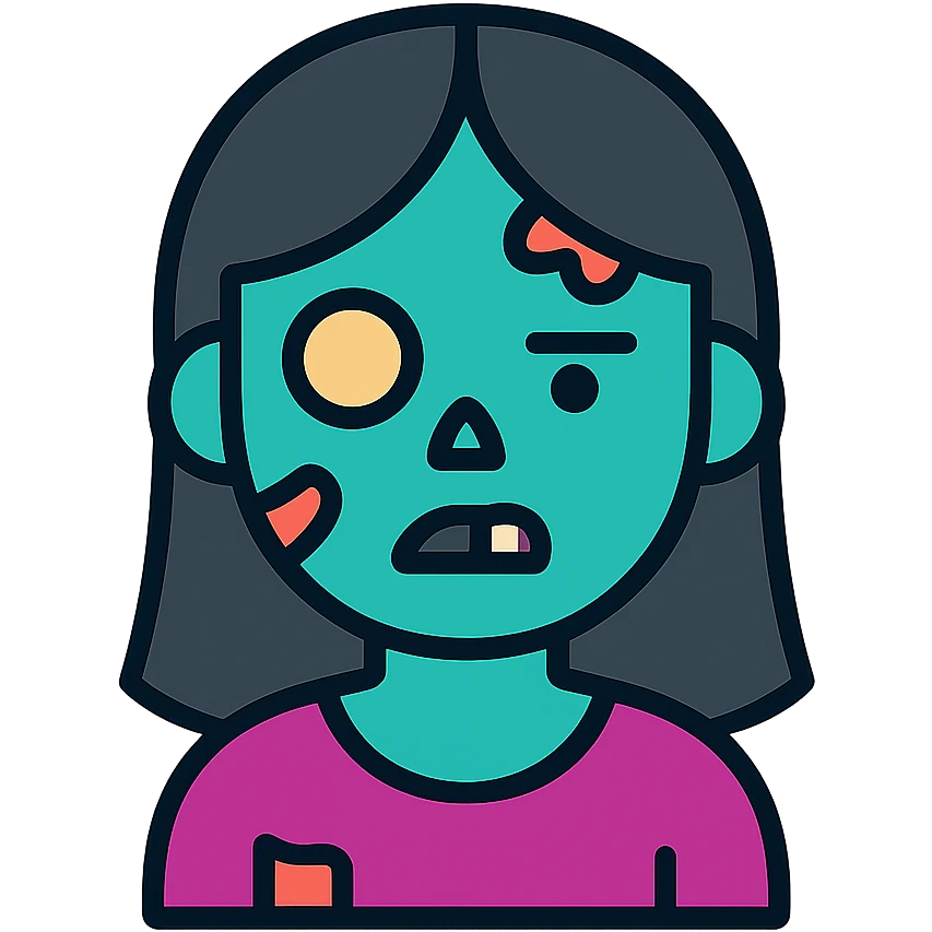 girl zombie with black long hair emoji
