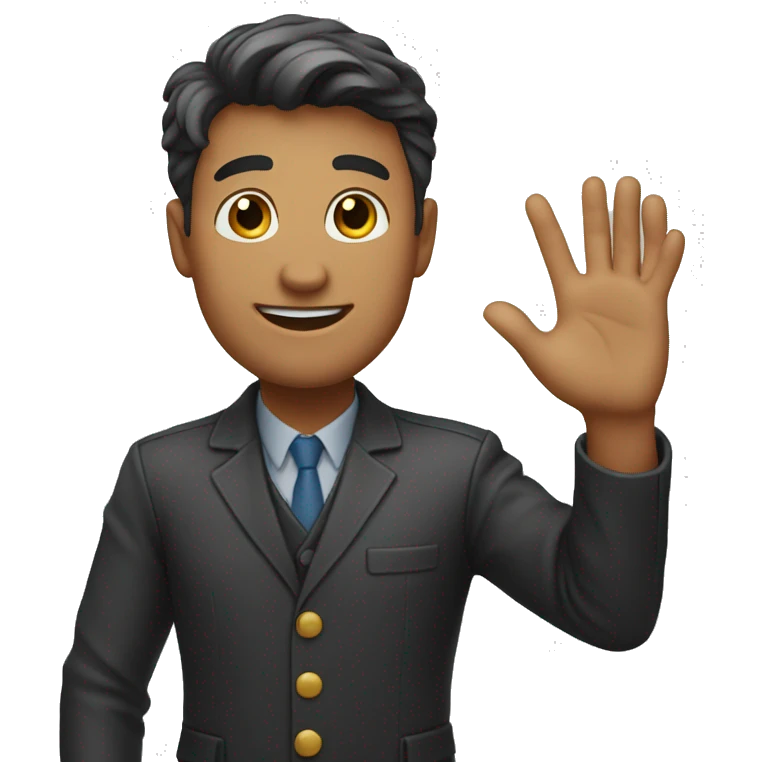 A handsome guy waving hand  emoji