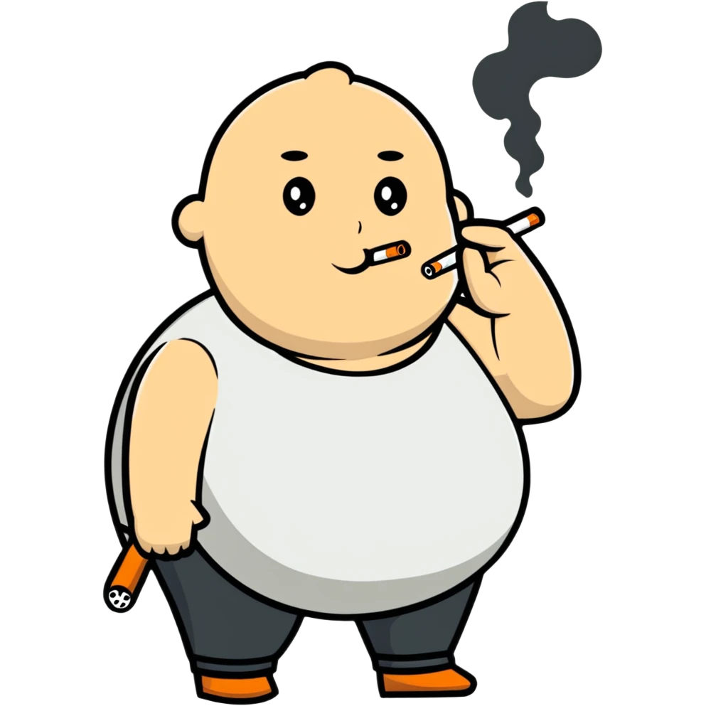 A person smoking cigarettes who is fat emoji