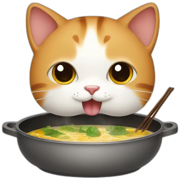 a cat eating hot pot emoji