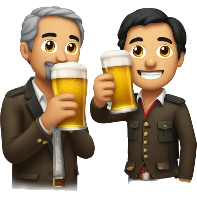 Bolivian man and German man drinking beer together emoji