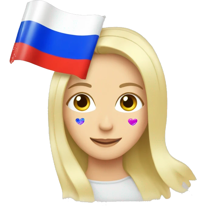 Russian flag covered in hearts and sparkles emoji