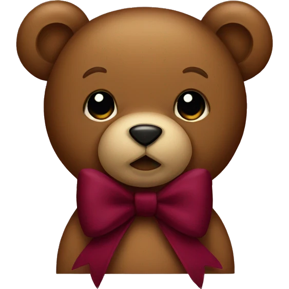 a burgundy teddy bear with a bow emoji