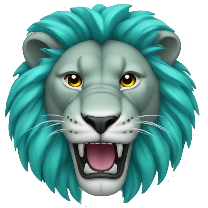 Cyan roaring lion emoji