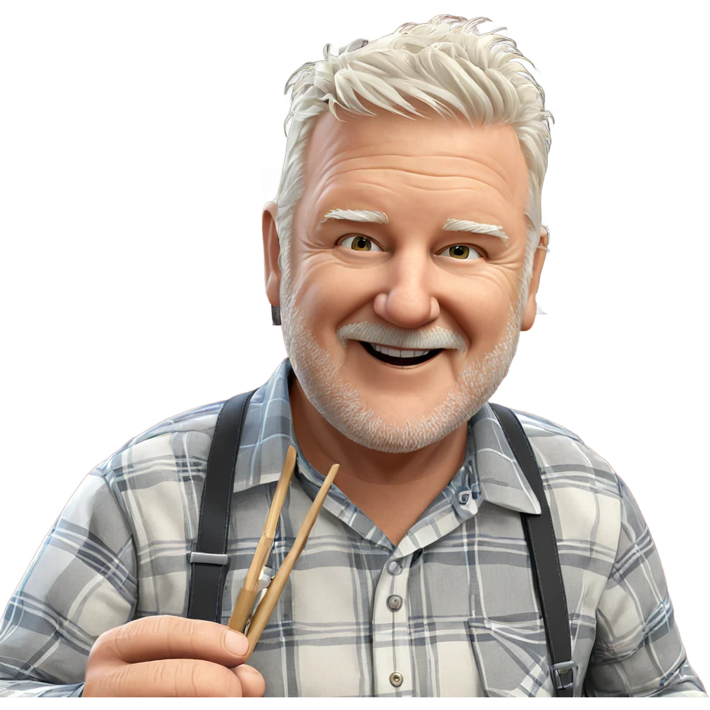 smiling old man in plaid emoji