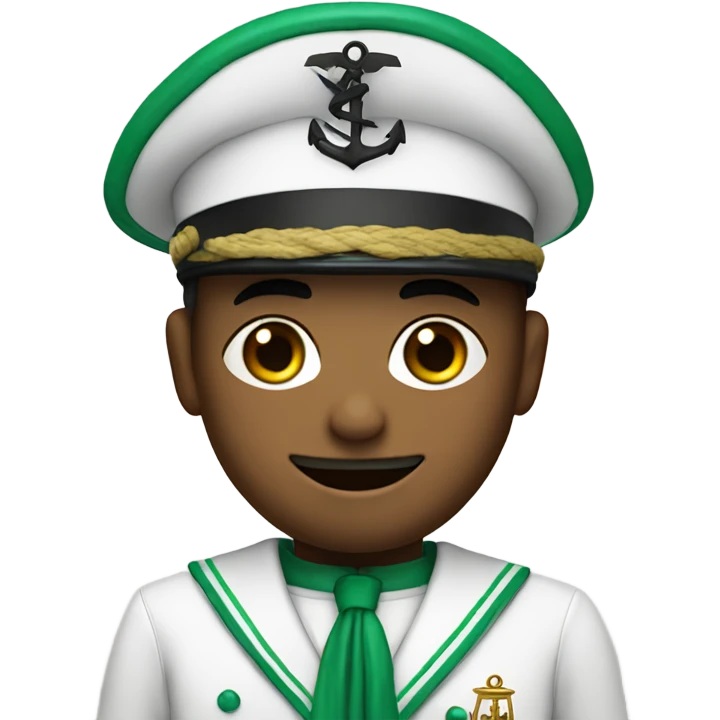 Sailor wearing a white and green sailor outfit with his hat having the Greek letters Delta sigma and phi written on it  emoji