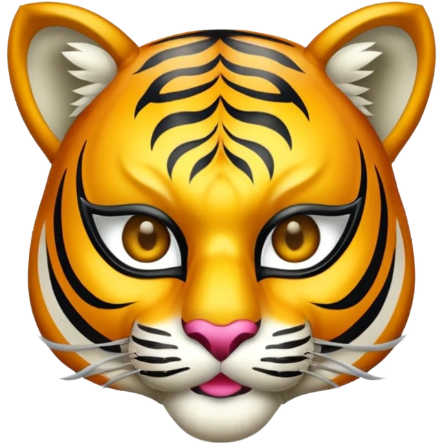 tiger with glamorous masquerade mask emoji