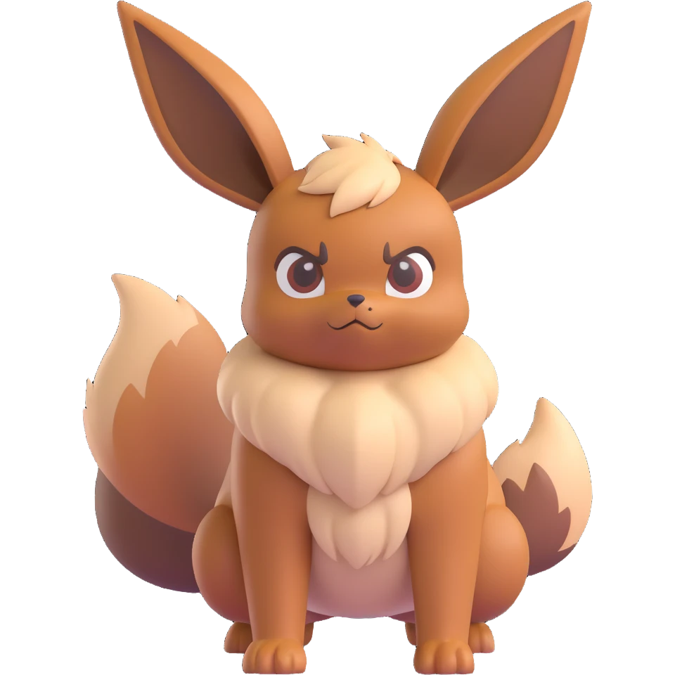 Eevee with a grumpy face, standing in an intimidating pose, Microsoft Windows 10 2019 emoji style emoji