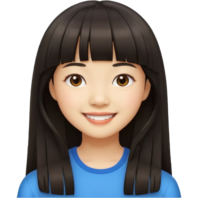 asian girl blunt fringe long hair emoji