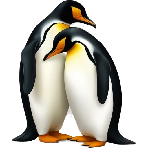 One bretzel and one pinguin hugging each other emoji