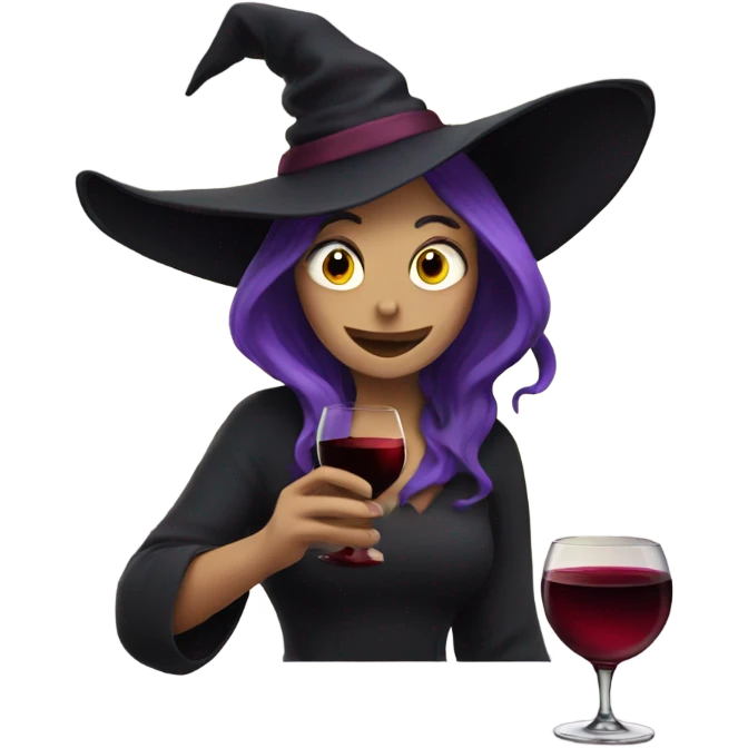 Witch drinking red wine emoji