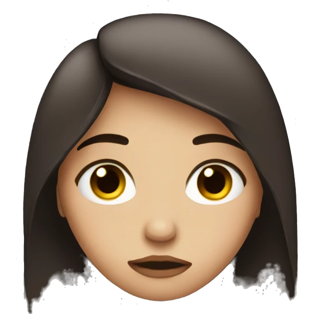 Sad girl with very dark and brown hair emoji