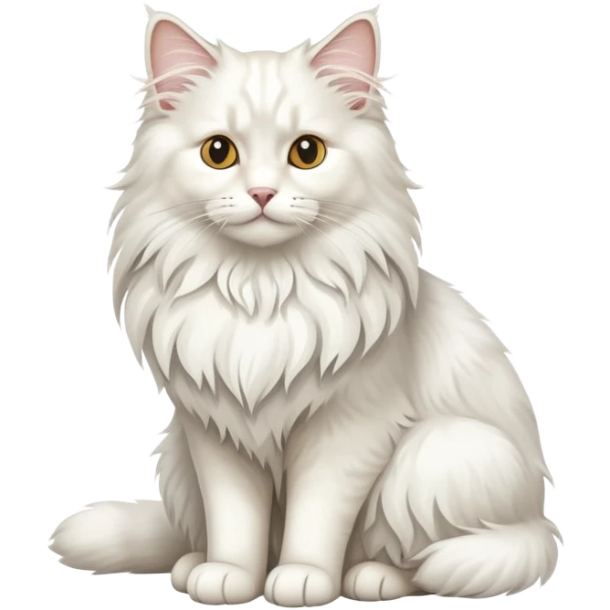 Majestic white norwegian forest cat sitting regally emoji