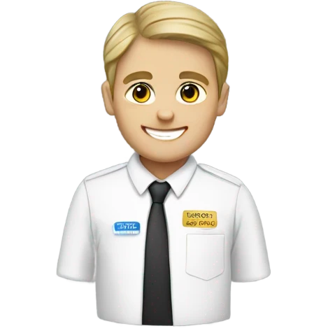LDS Missionary wearing a nametag emoji