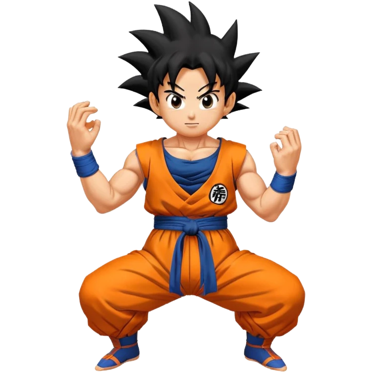 Goku from Dragon Ball Z, spiky black hair, orange gi emoji
