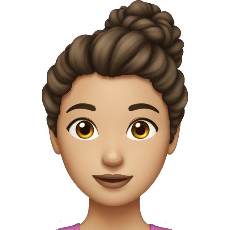 Brunette girl with curly messy bun emoji