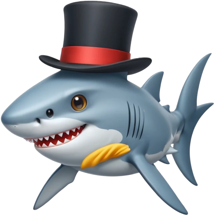 Shark with a top hat emoji