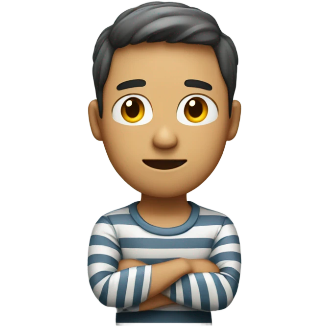 striped shirt with crossed arms and closed eyes emoji