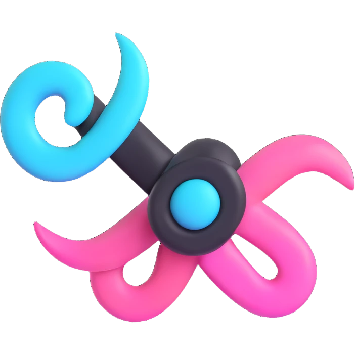Minimalist 3D Discord role icon featuring TikTok's color palette black white cyan and pink, abstract and sleek, for Discord roles emoji