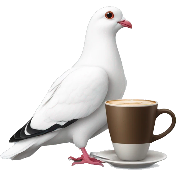  White Pigeon drinking coffee emoji