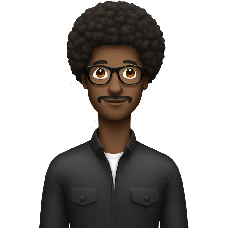 black man with afro and black glasses emoji