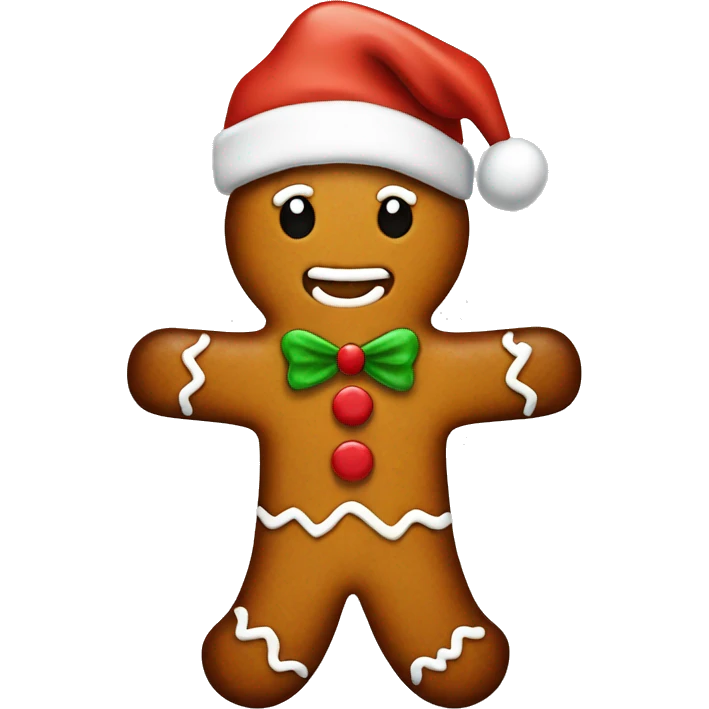 gingerbread man with a christmas hat emoji