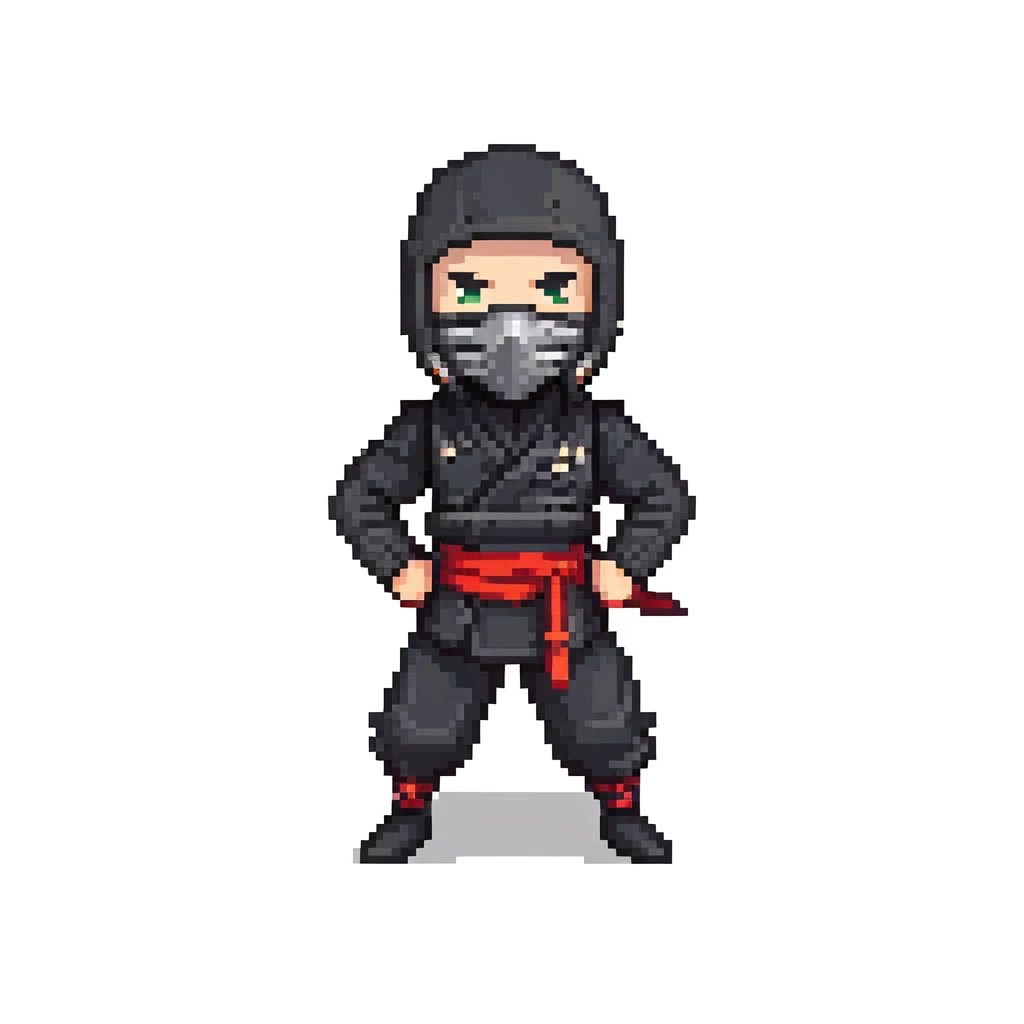 masked ninja with black outfit in combat stance emoji