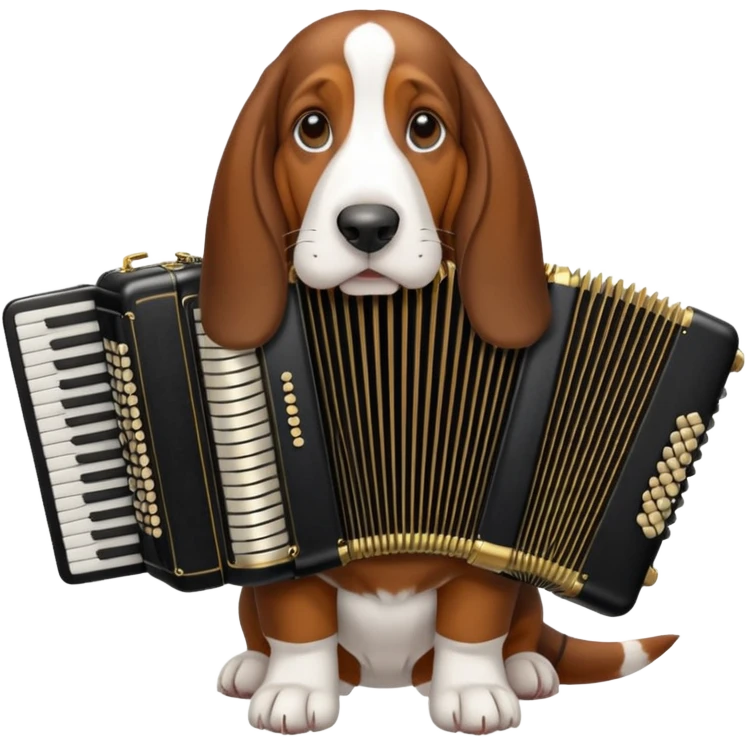 bassethound with black  accordeon emoji