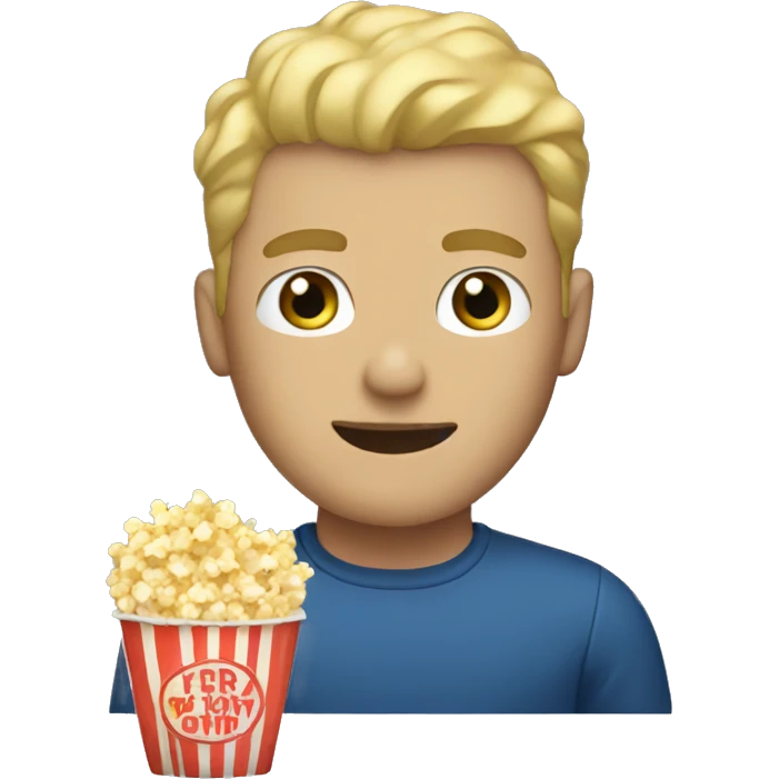 Blonde men with popcorn emoji
