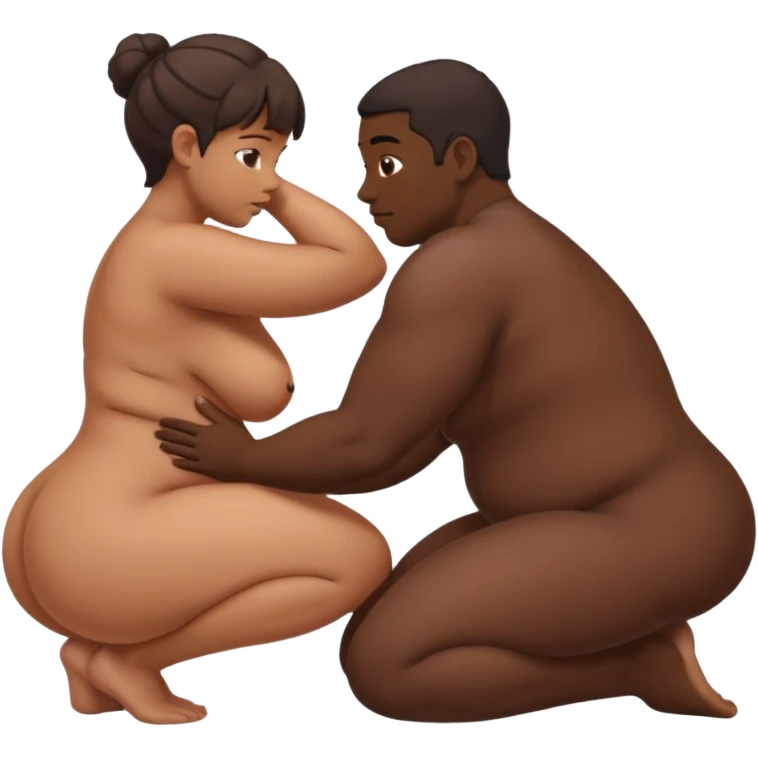 side profile of naked man with penis inside of a naked woman's fat juicy round ass, woman on her hands and knees emoji