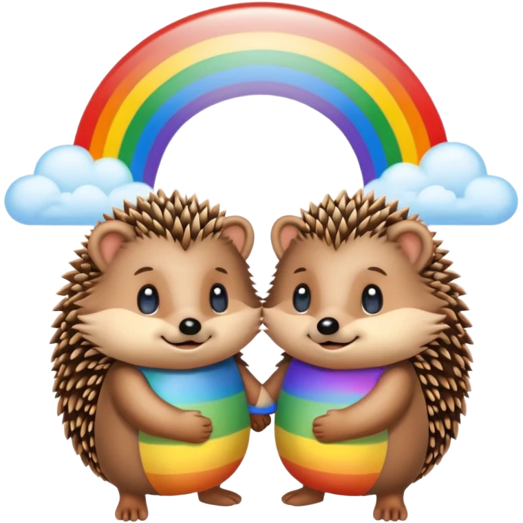 The Hedgehog Is Retro Holding Both Hands With Rainbow In Sky emoji